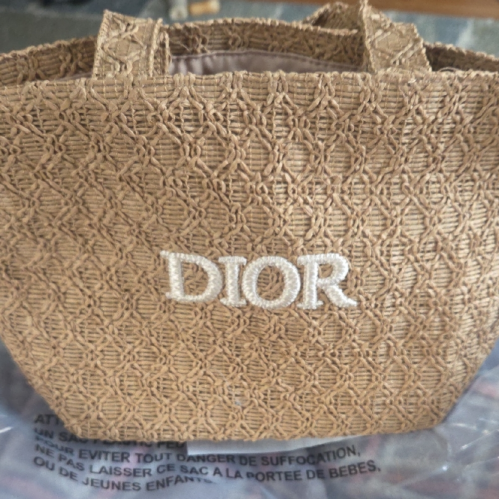 Dior Beauty Beige Woven Tote Bag